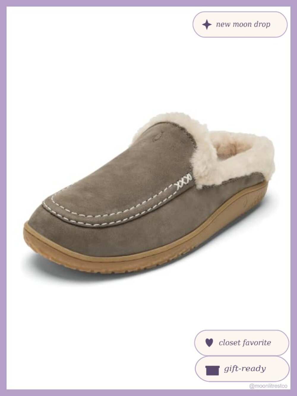 Nubuck Leather Shearling Slippers Wet Grip Rubber Cupsole Removable Footbed